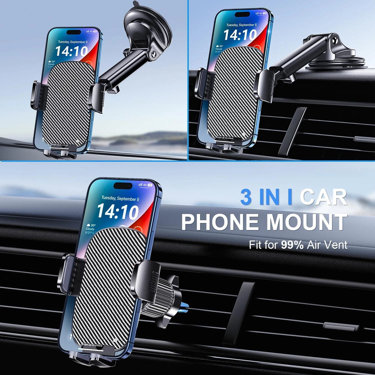 TICILFO Phone Mount for Car Holder 6.06 x 3.03 x 4.13 inches