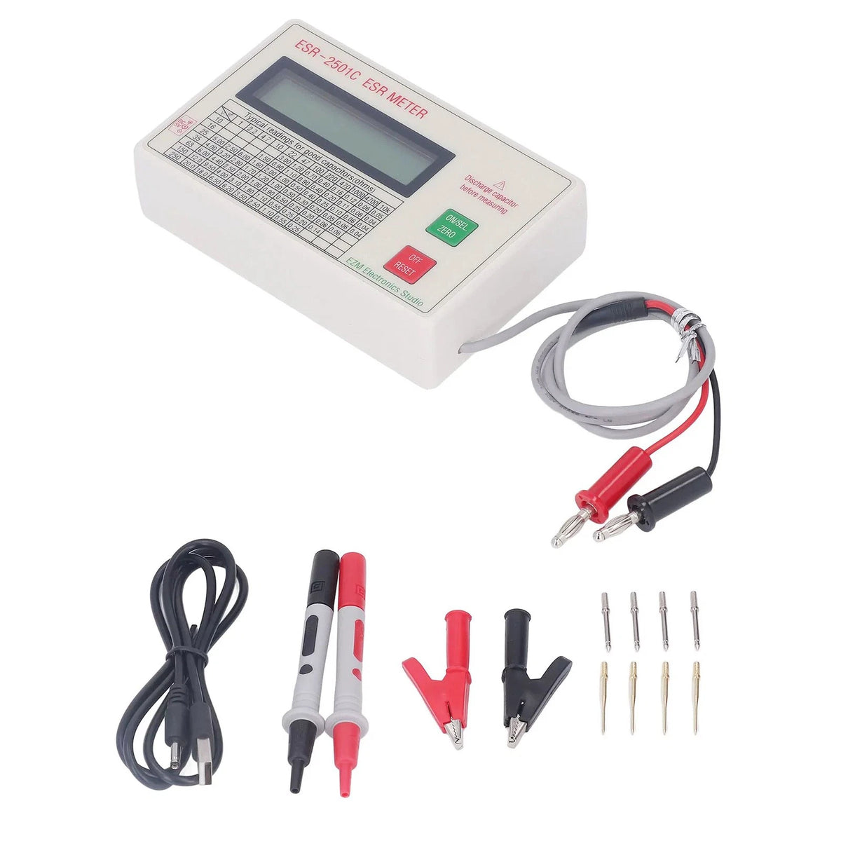 ABS Handheld ESR DCR Capacitor Tester High Accuracy Capacitance Meter Tool
