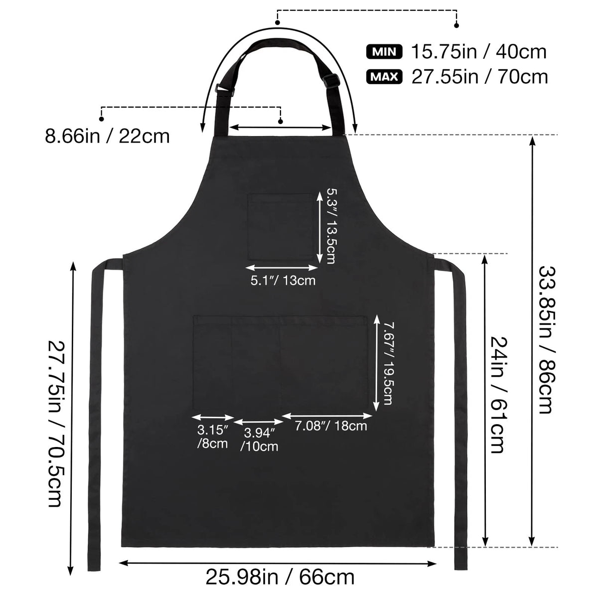 Noverlife Hair Stylist Apron with 4 One Size, Black Styling