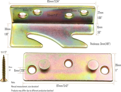 LBY Bed Rail Brackets with Circular 87 x 30mm(3.43''×1.18''), gold yellow