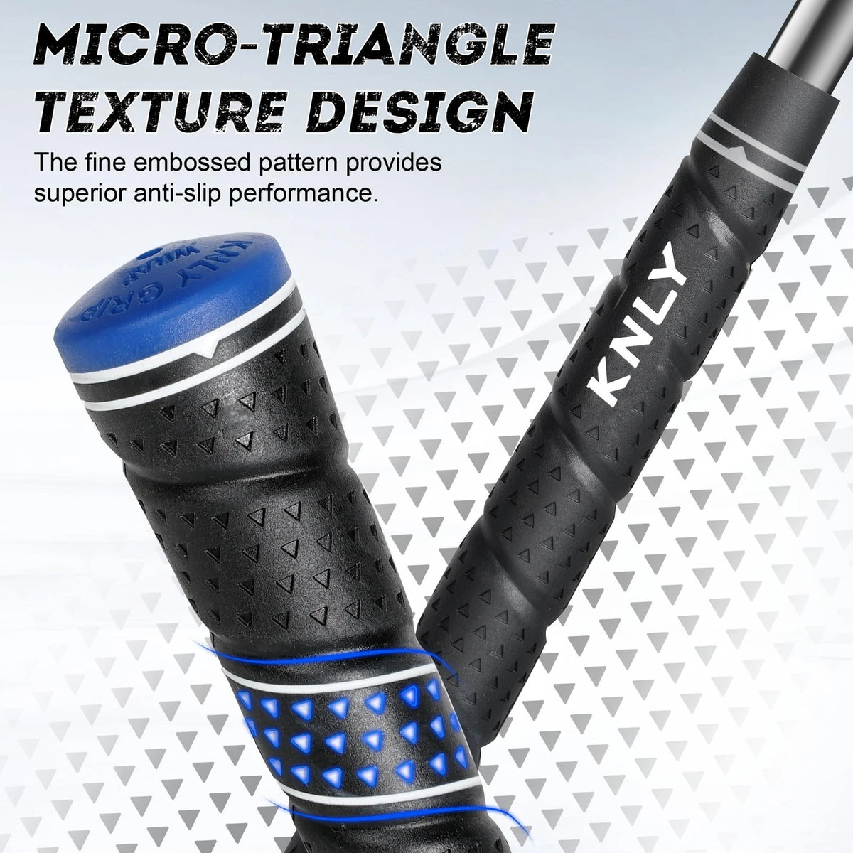 KNLY Wrap Golf Grips Set of 13- Triangular Concave Texture Control Black Blue