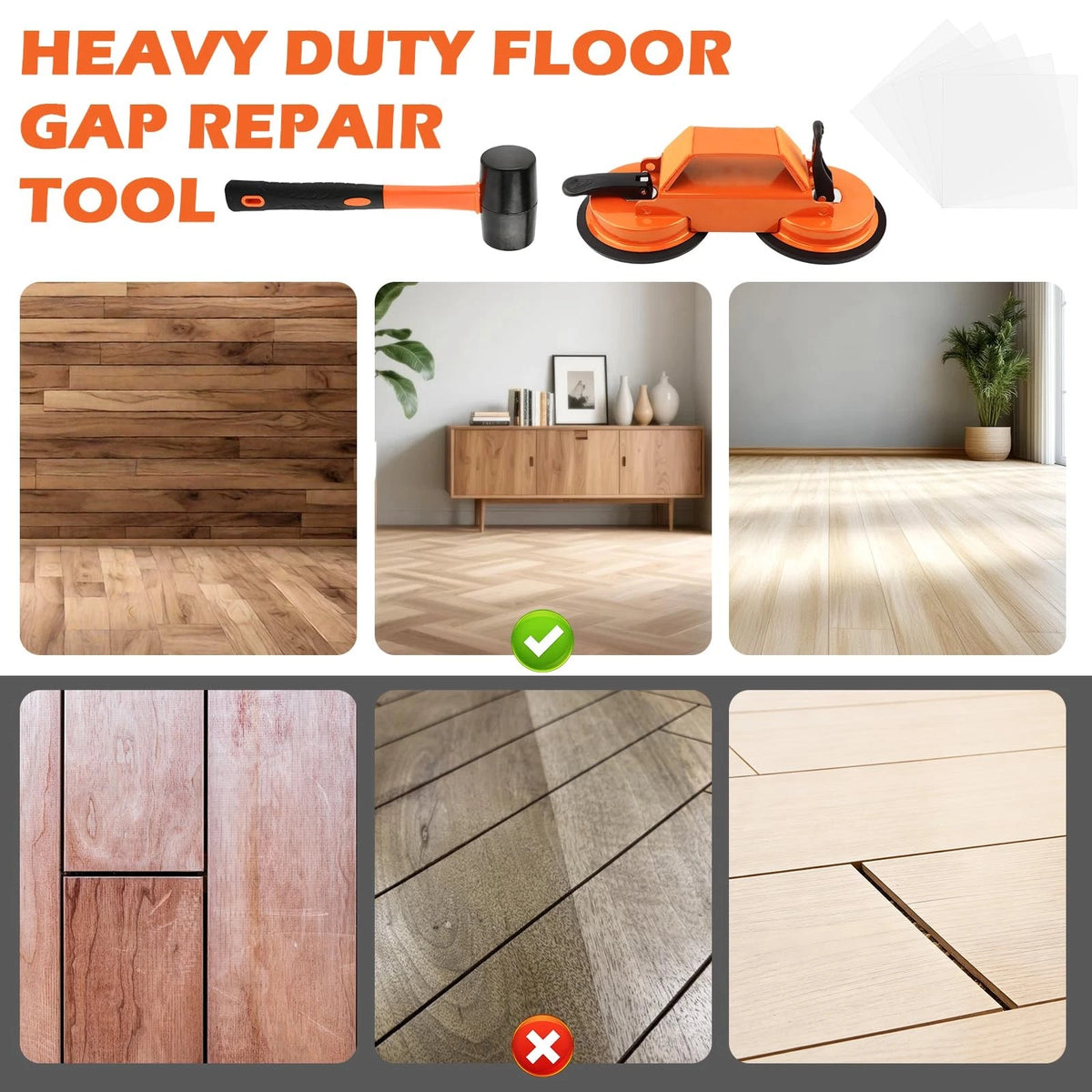 Floor Gap Fixer Tool, Plank Repair Kit, Dual Suction Cup Fix...
