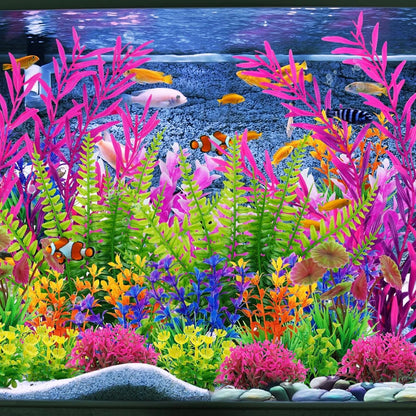 25 Pack Aquarium Plants, Fish Tank Decor Colorful Plants Artificial
