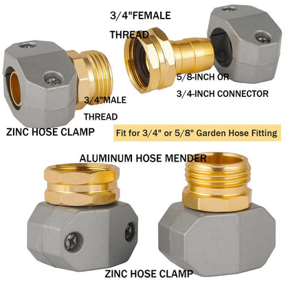 Garden Hose Repair Kits, 3 Sets Aluminum Alloy Water 3/4 inch, 3 Set