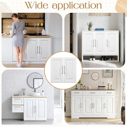 Memorywuu 2 Pcs Built-in Cabinet Doors with 12 x 24 Inch, white and sliver