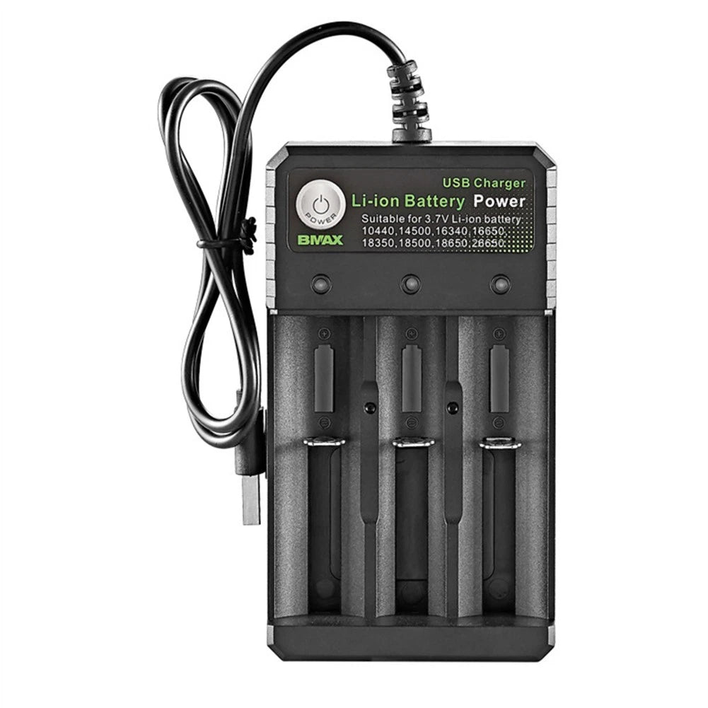 Two-Color Charging Indicator USB DC 5V 3-Slot Lithium Battery Charger Portable