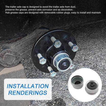 JDMSPEED 2pcs 1.98'' Trailer 1.98" Wheel Hub with Extra 2 Rubber Plugs