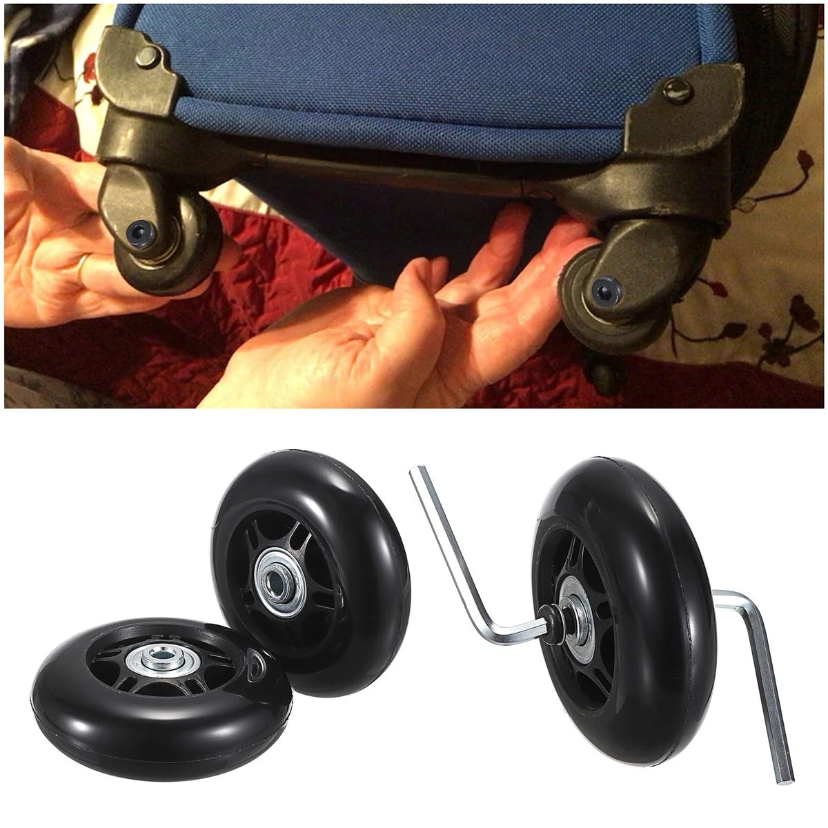 OwnMy 75mm x 23mm Luggage Wheels Replacements Set of 2 / 2.95", Black