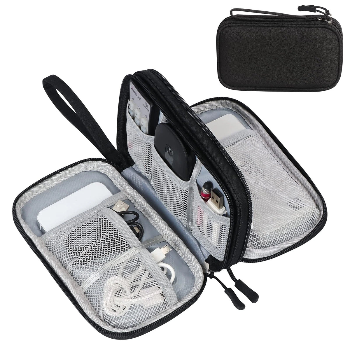 FYY Travel Cable Organizer Pouch Electronic Accessories Carry Case S, Black