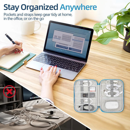 ZBEZBE Electronics Organizer Travel 9.45" L x 6.69" W x 1.18" H, sky blue