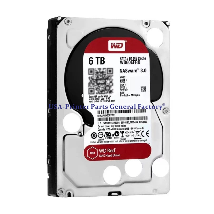 Fits For WD60EFRX WD Red 3.5" 6TB NAS ware 3.0 68L0BN1 68MYMN1 SATA 64MB HDD
