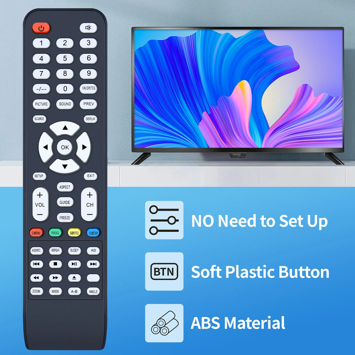 Replacement Remote Control For GPX TE3219B TDE3274WP TE3274RP TDE3254BU