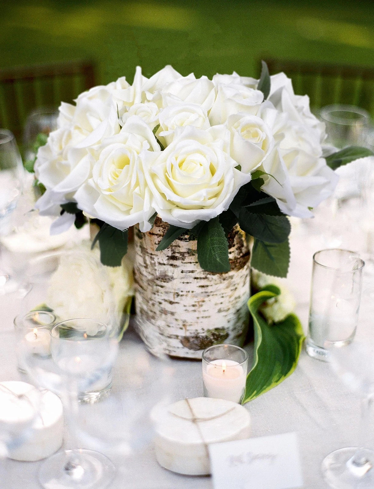 Artiflr Artificial Flowers Rose Bouquet 2 Pack Fake Silk White-01