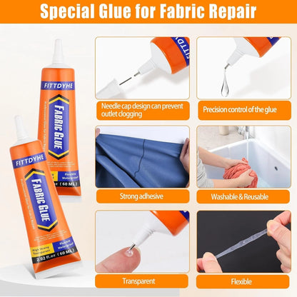 3Pcs Fabric Glue Permanent, 60 ML Washable Clear 3 count, 3 Pack , 60