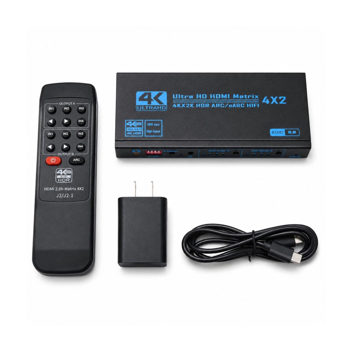 4K 60Hz HDMI Matrix Switcher Splitter 4 In 2 Out For Apple TV For Fire Stick