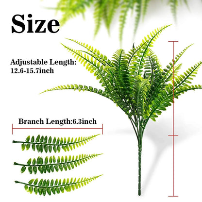 MAQIHAN 10 Pcs Fake Fern - Artificial Ferns for Outdoors - Faux 10PCS, Green