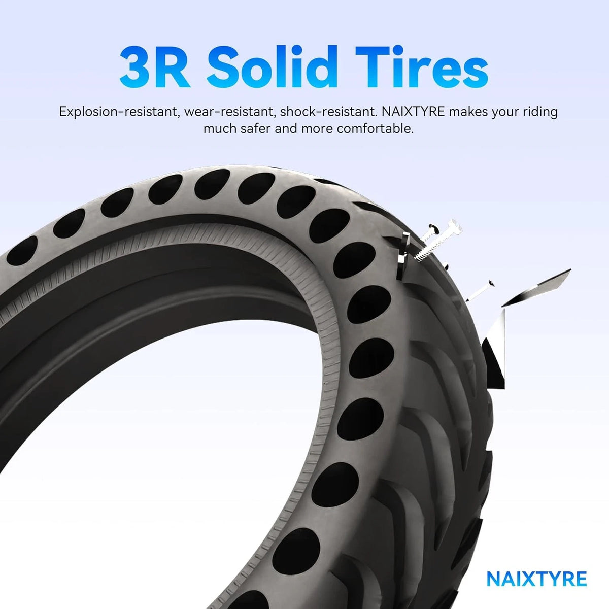 8.5x2 '' inch solid tires for electric scooters. This tire is 8.5Inches