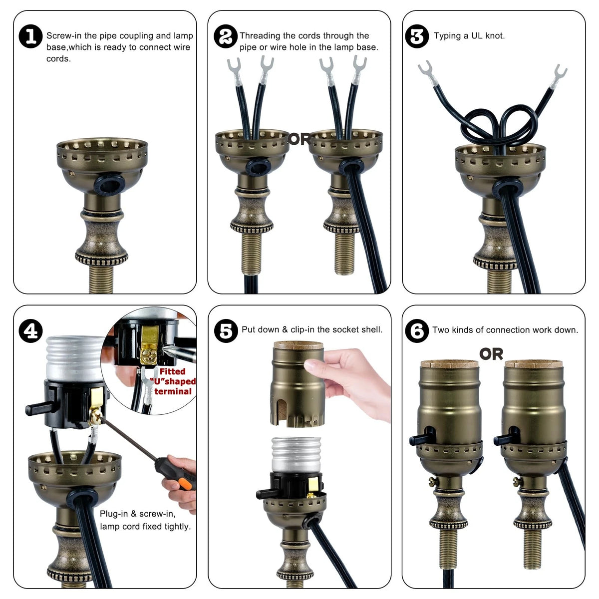 Lamp Rewire Kit,Lamp Socket Replacement 4 Colors - Bronze,Black,Gold,Silver