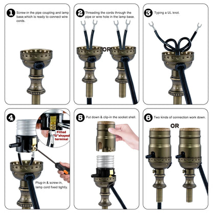 Lamp Rewire Kit,Lamp Socket Replacement 4 Colors - Bronze,Black,Gold,Silver