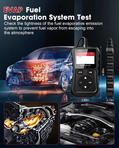 XIAUODO OBD2 Scanner Car Code Reader Support Small and Portable, black