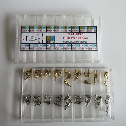 1 Set Stainless Steel Silver/Gold Watch Pusher Button Crown Flat Head Push Type