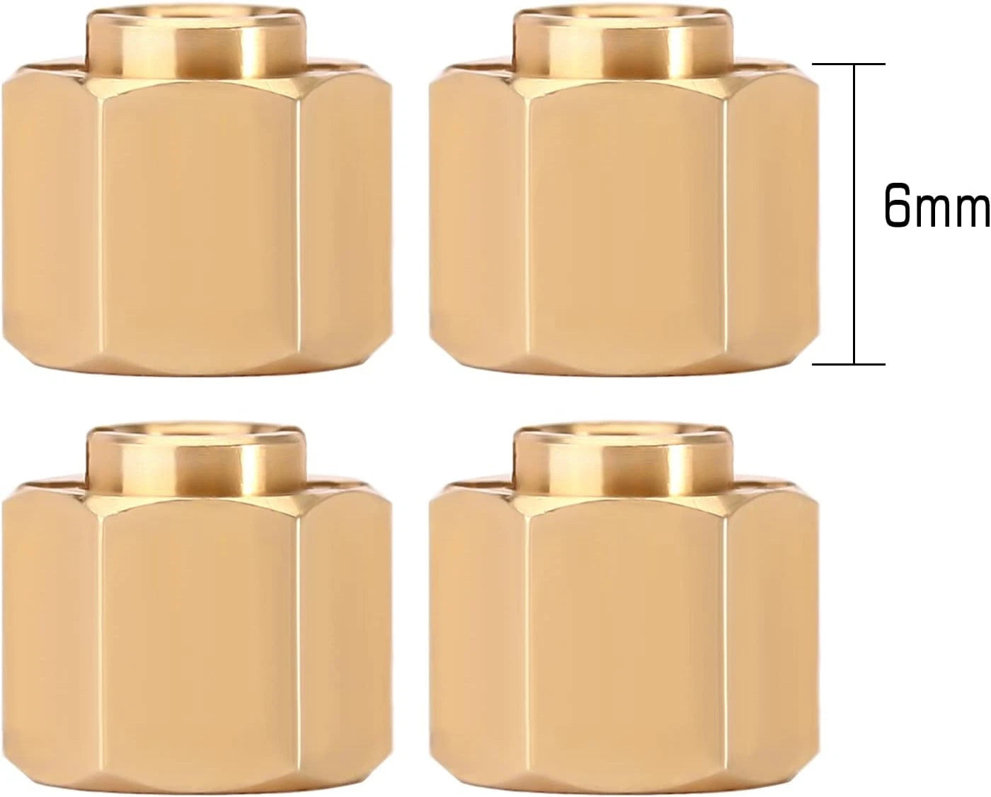 INJORA Brass Wheel Hex Hub 6mm(+2mm) Extenders Adaptor for 1/18 RC 6mm