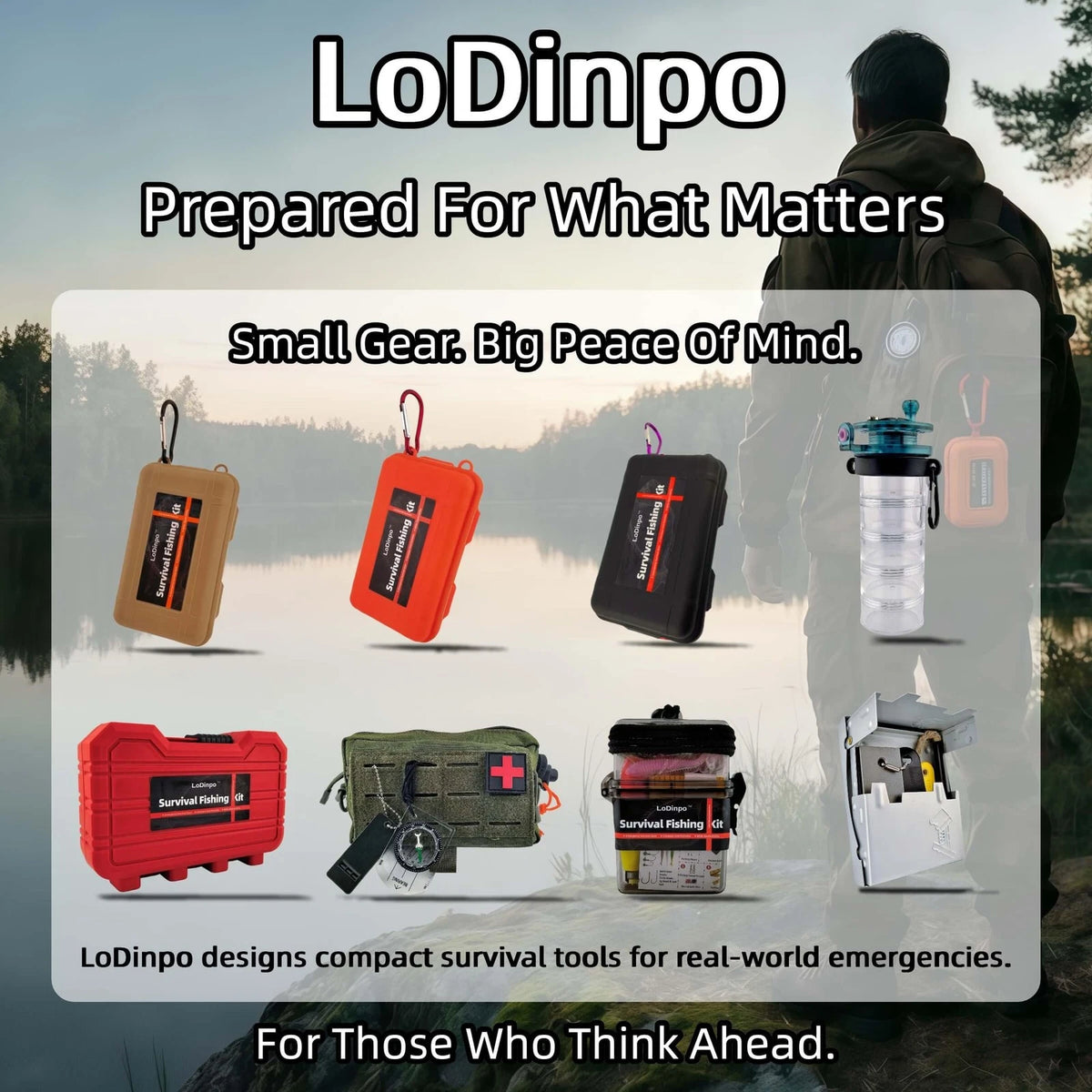 LoDinpo Mini Survival Fishing Kit, Pocket Emergency pocket, Deep Sea Blue