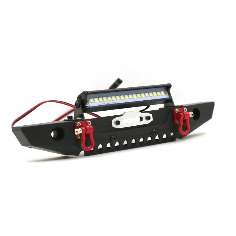 1/10 RC Car Metal Front Bumper With LED Light&Hook For Axial SCX10 II 90046 TRX4