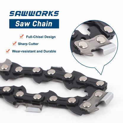 3-pack Chainsaw Chain 18 Inch, .325" Pitch .063" Gauge 74 Drive Links for...