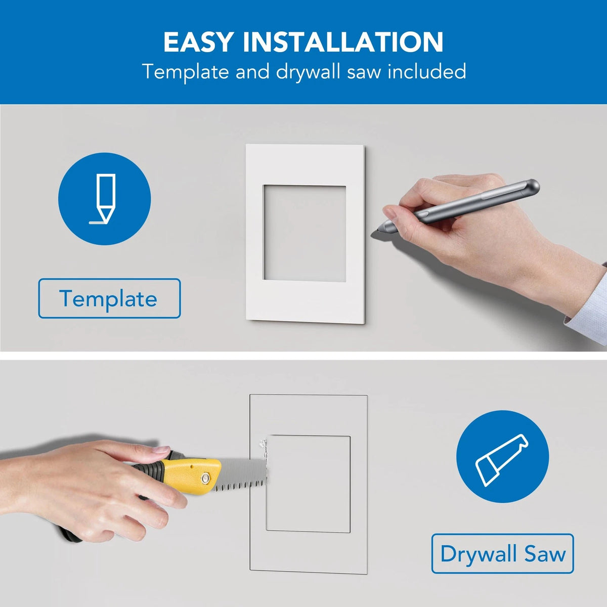 Mount-It! in-Wall TV Cable Management Kit with Recessed Power - White/Gray