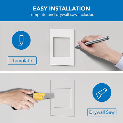 Mount-It! in-Wall TV Cable Management Kit with Recessed Power - White/Gray