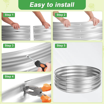 AHEONLAR 3Pack 2x2x1 ft Round Galvanized Raised Garden 2x2x1ft(3pack), Silver