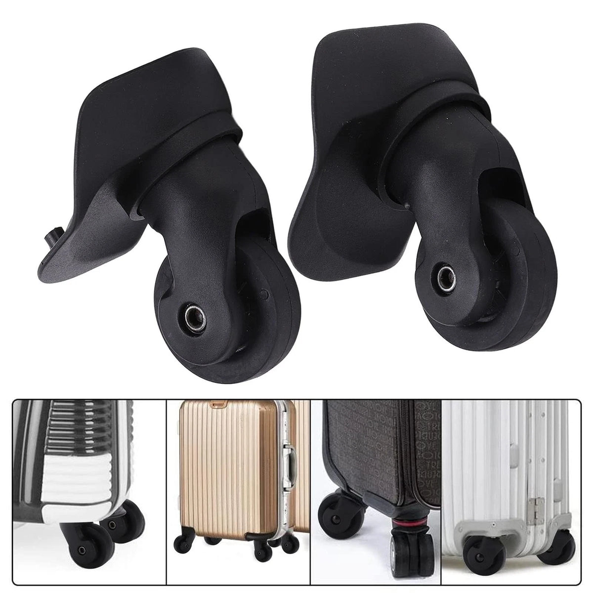 Leapiture A23 Luggage Wheels Replacement Mute Swivel Suitcase Casters 1 Black