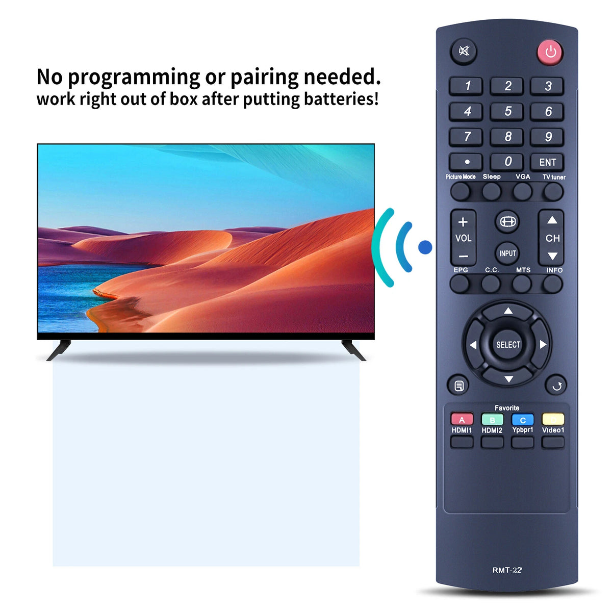 RMT-22 Remote Control For Westinghouse TV EW32S5UW UW-32SC1W UW-32S3PW UW-37SC1W