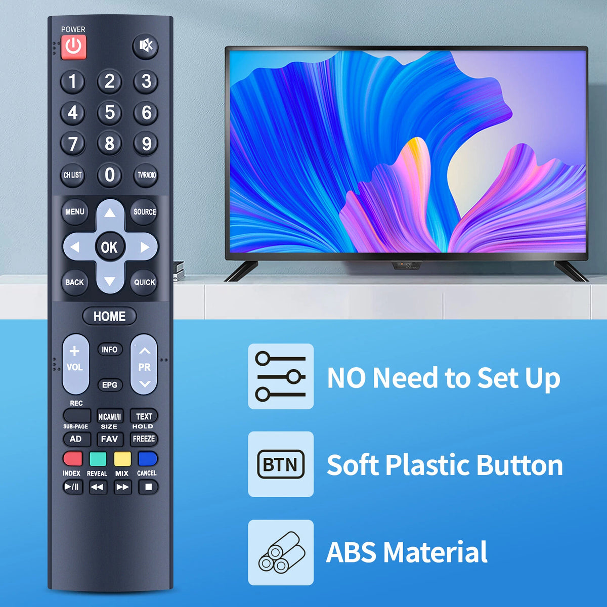 Remote Control For Horizont 32LE7511D,Hyundai H-LED32R505BS2S,StarWind TV