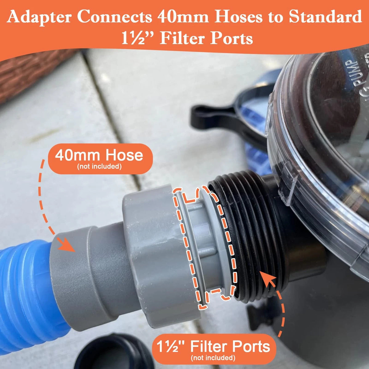 4560 Pool Hose Conversion Adapters Kit for Intex Hayward Coleman Gray