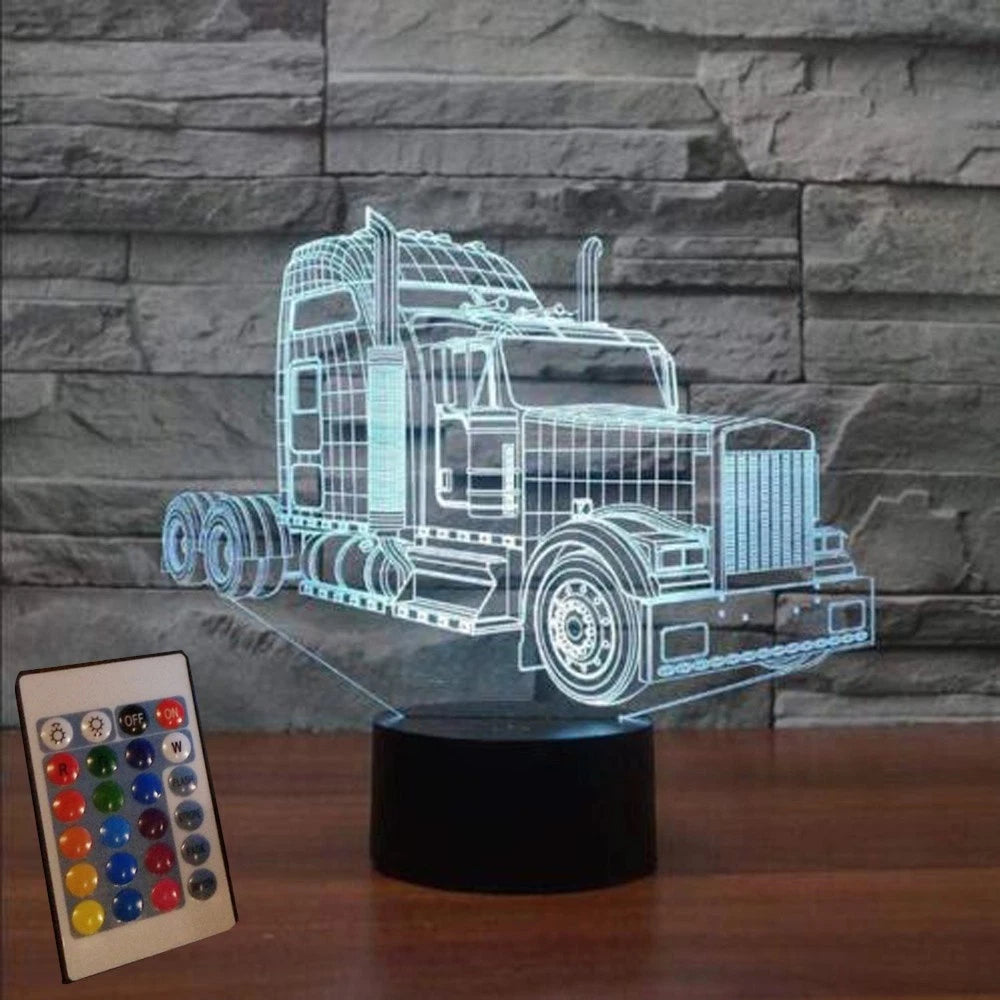 7-Color Changing 3D Illusion Table Desktop  Remote Control LED Night Light Lamp