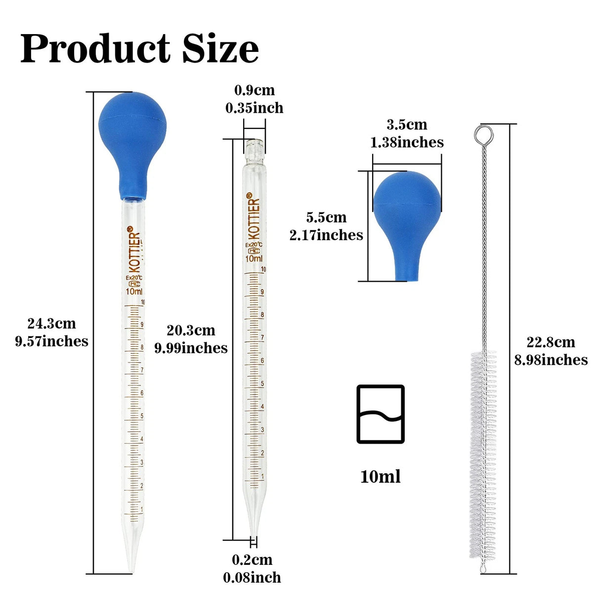 3Pcs Glass Pipettes Dropper, 10ml Graduated Liquid Dropper with Rubber Bulb...