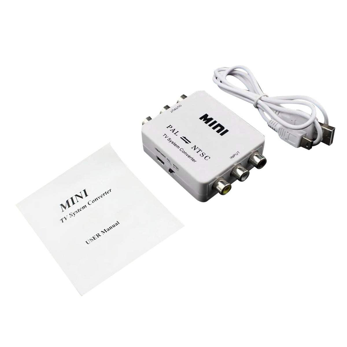 Dual-Way 3 RCA TV System Converter Format Video USB Powered PAL NTSC Converter L
