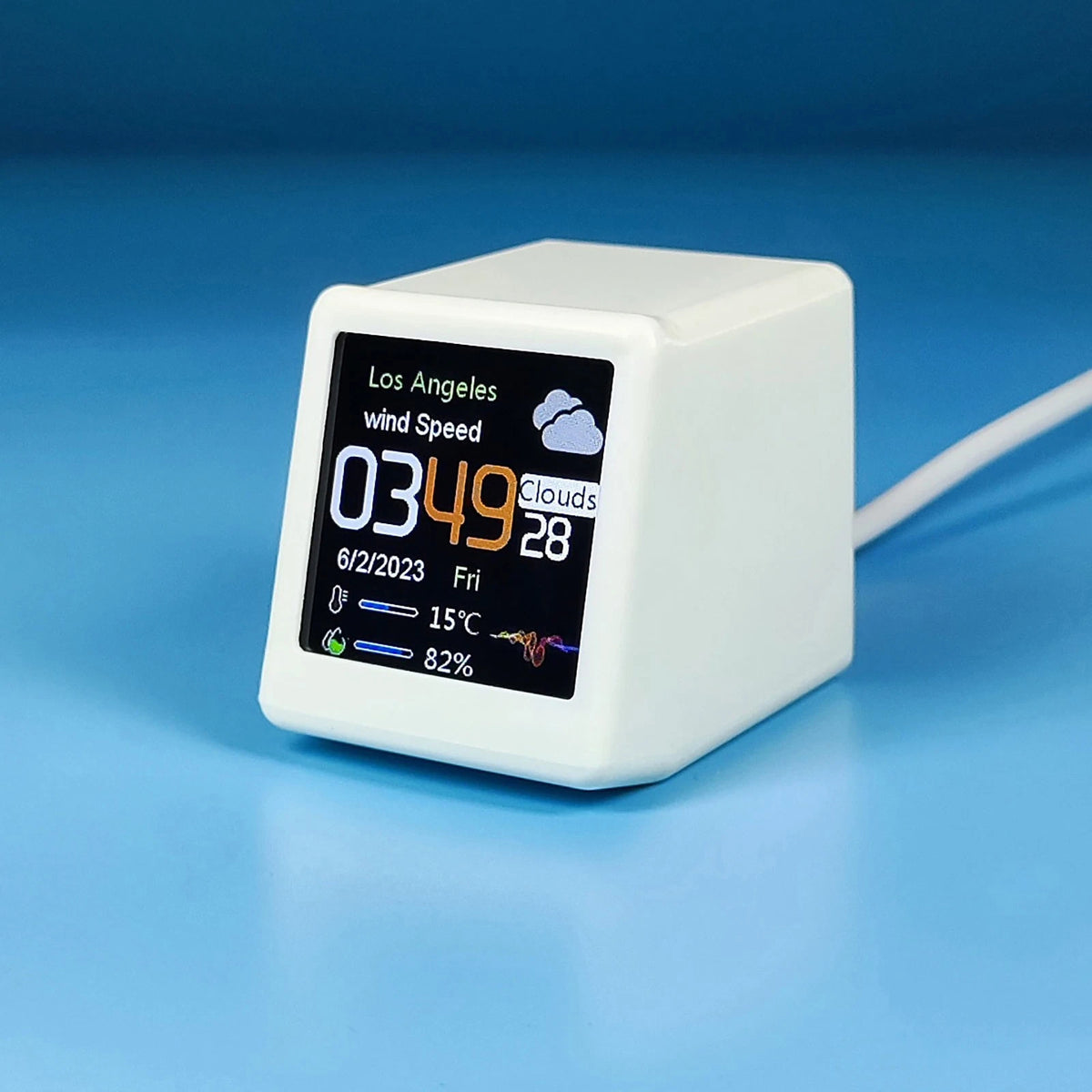 White Clock WIFI Weather Clock Screen Temperature&Humidity Desktop Decor Gifts