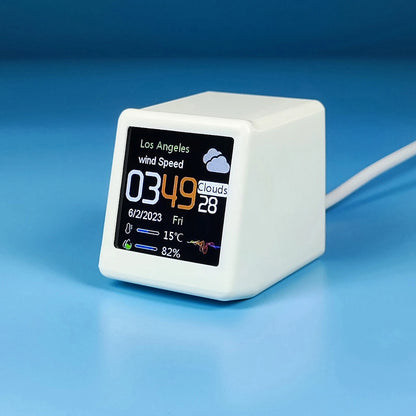 White Clock WIFI Weather Clock Screen Temperature&Humidity Desktop Decor Gifts