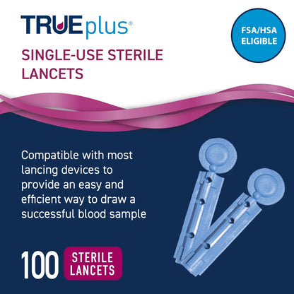 TRUE METRIX Self Monitoring Blood 100 Test Strips + 100 Lancets, Black