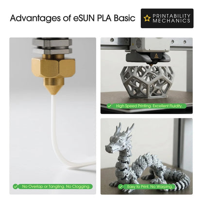 eSUN PLA Basic Filament 1.75mm, 3D Printer 2KG, Cwb-cold White + Black