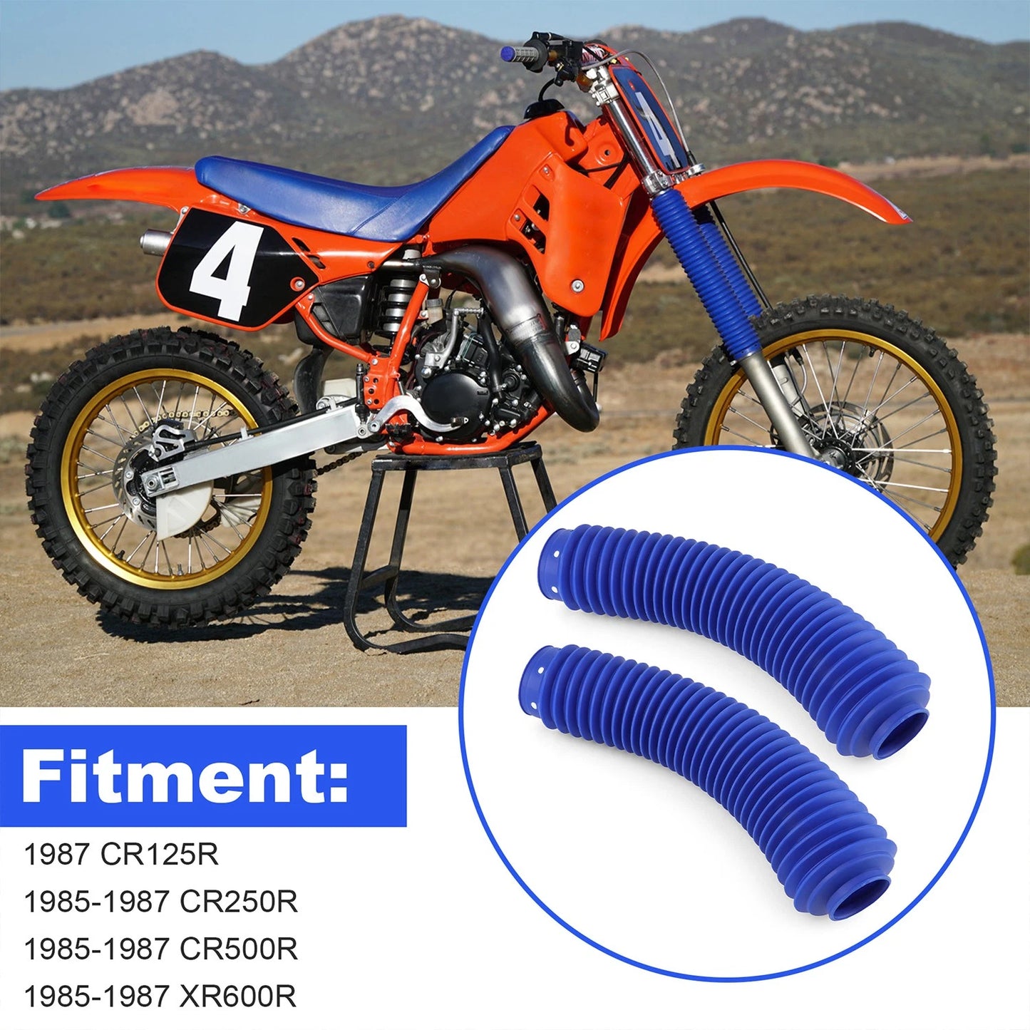 Set of 2 Front Fork Dust Boots for Honda CR125R CR250R CR500R XR600R 1985-1987
