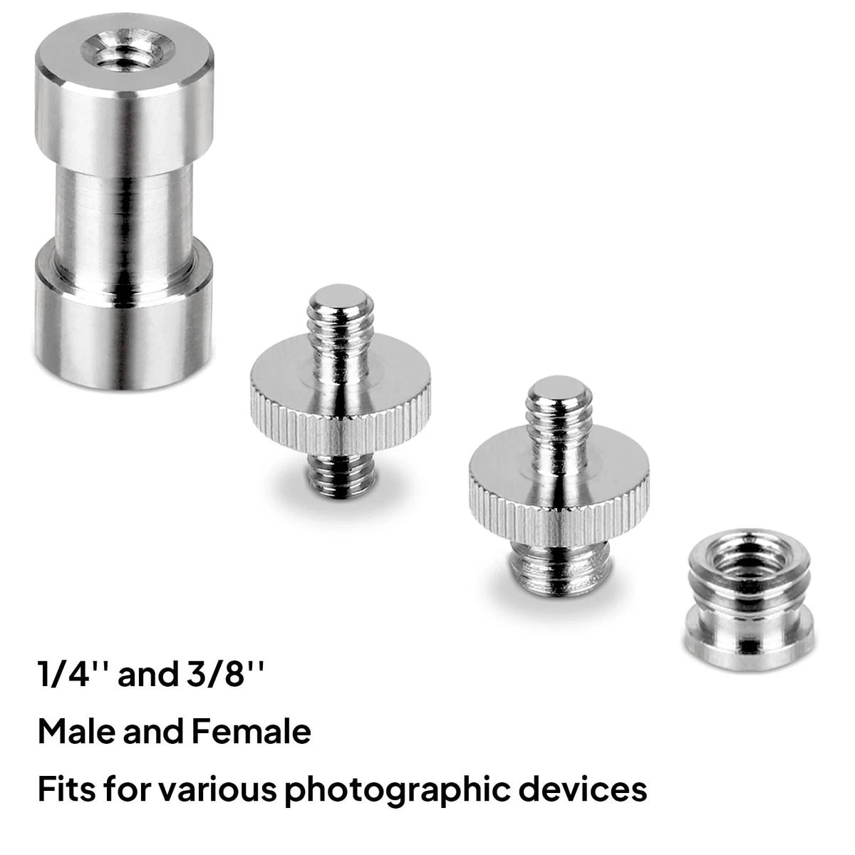 Camera Screw Set - 20pcs Tripod Adapter Mounts for 1/4" to 3/8" 1/4", Silver