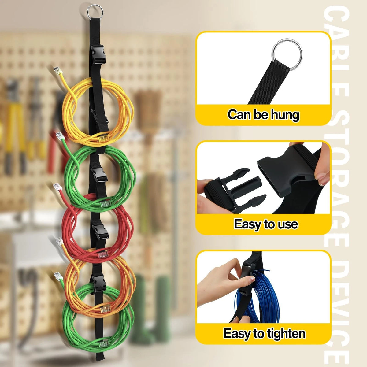 Wowangce 2 Pcs Extension Cord Organizers and Storage Garage Black
