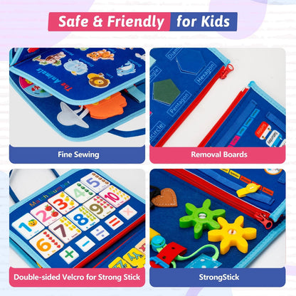Toddler Busy Board Montessori Toys for 3 4 5 6Year 11.02 x 8.46 inches, Blue