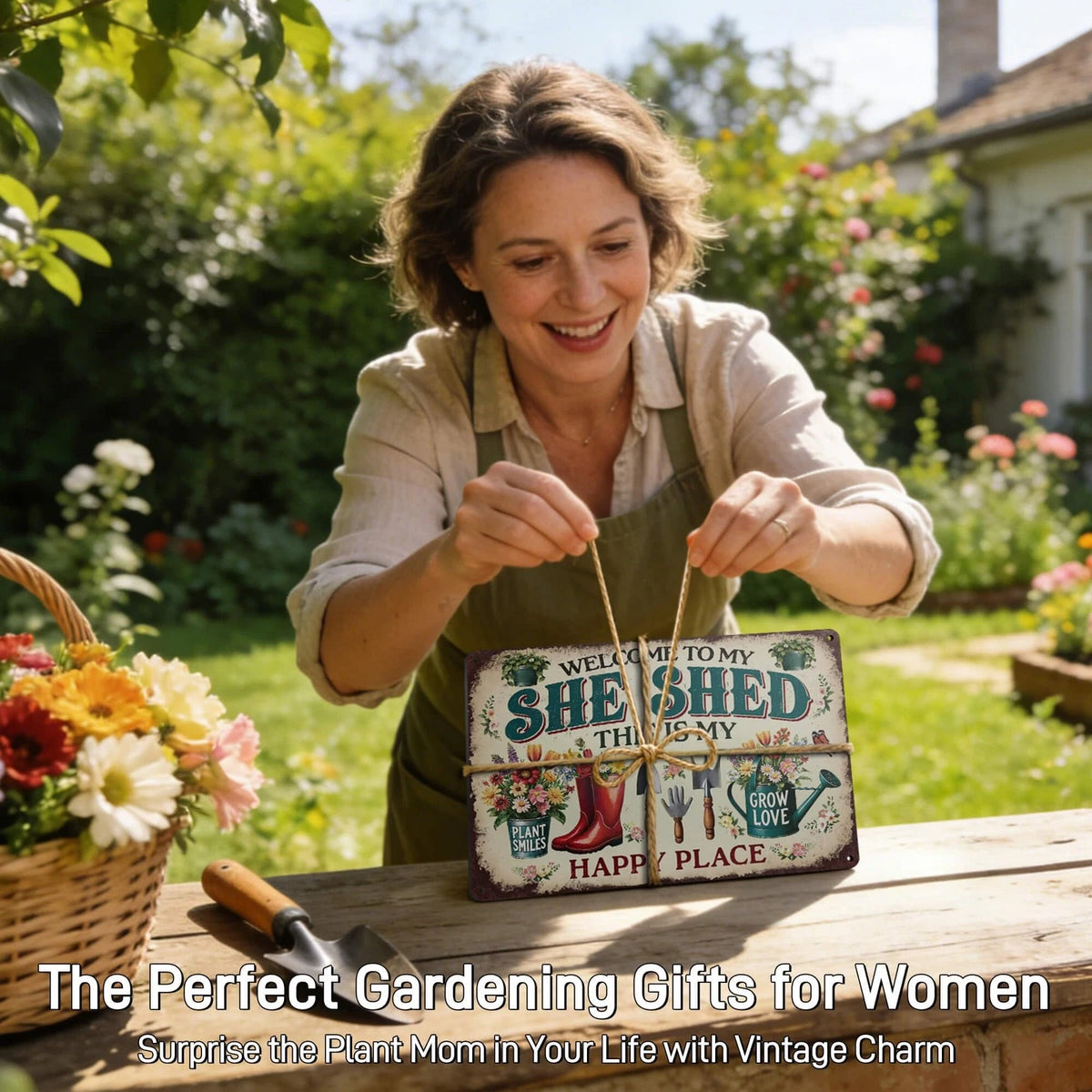 ALREAR Welcome to My She Shed Sign - Funny Garden Signs 12x8 Inch, she shed