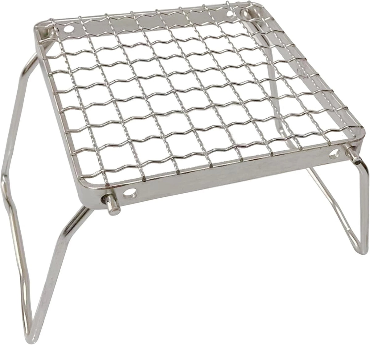 TreGoo Camp Grill with Foldable Legs-304 Stainless Steel Grate Silver