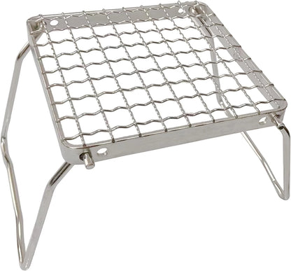 TreGoo Camp Grill with Foldable Legs-304 Stainless Steel Grate Silver